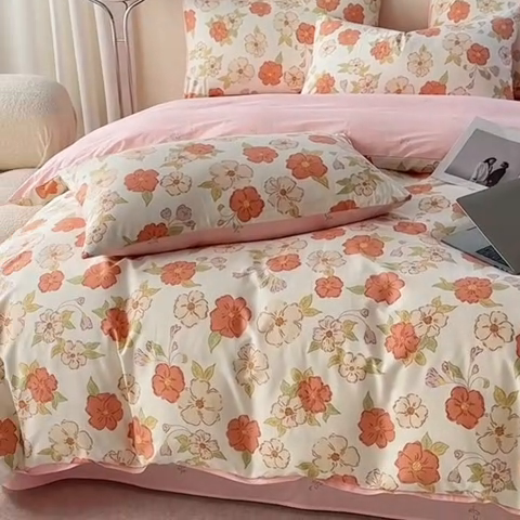 91家纺网 家纺一手货源 找家纺 宇彬家纺 2025直播新款13372全棉纯棉印花单双人被套喷气小清新简约热款学生被罩 颂和新花型上新