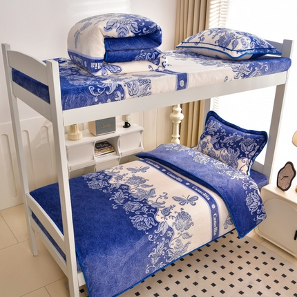 芯诗曼家纺 2025新款金貂绒牛奶绒印花三件套 琉璃花开