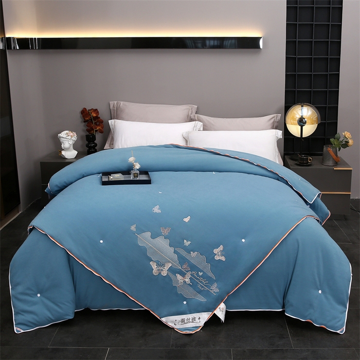 91家纺网 家纺一手货源 找家纺 （总）恒鑫 2025新款全棉绣花桑蚕丝冬被春秋被拉链二合一子母被