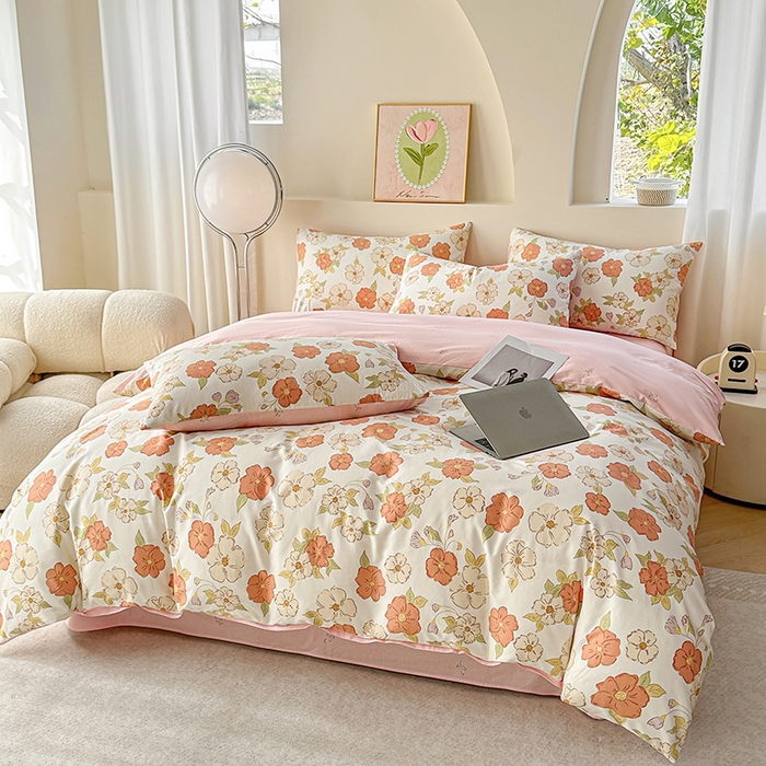 91家纺网 家纺一手货源 找家纺 宇彬家纺 2025直播新款13372全棉纯棉印花单双人被套喷气小清新简约热款学生被罩 颂和新花型上新