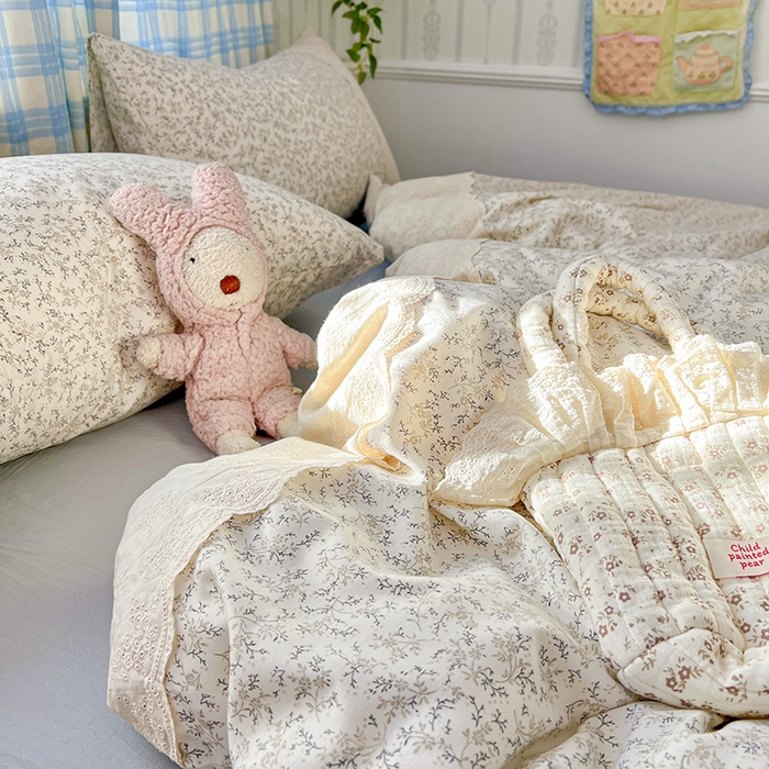 91家纺网 家纺一手货源 找家纺 海岛哥哥 2025新款韩式全棉蕾丝花边软绵绵四件套 楼兰