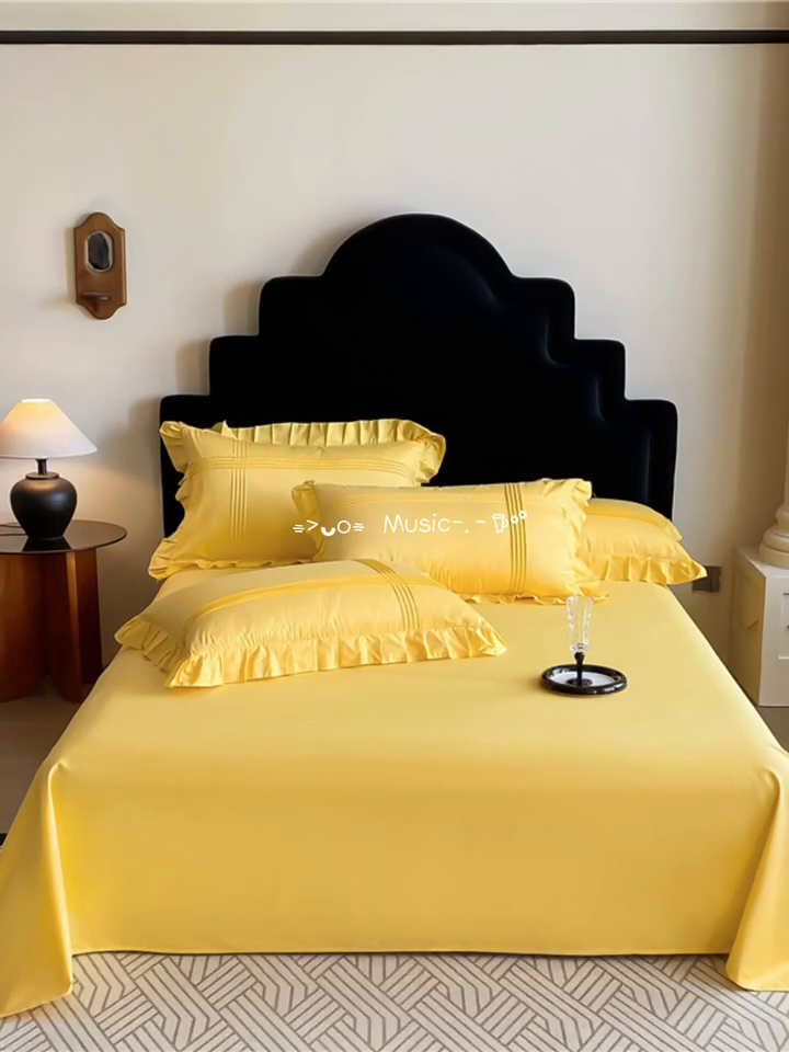 91家纺网 家纺一手货源 找家纺 花香四季家纺 2025新款喷气A类全棉13376斜纹纯棉床单单件纯色被单单品四季通用 姜黄