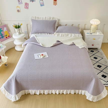 91家纺网 家纺一手货源 找家纺 岚吉家纺 2025新款莫代尔印花床盖 珍珠灰