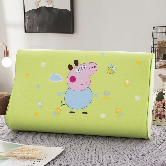 91家纺网 家纺一手货源 找家纺 大黄蜂家居家纺 2025新款全棉13372棉儿童卡通乳胶枕套 小猪绿