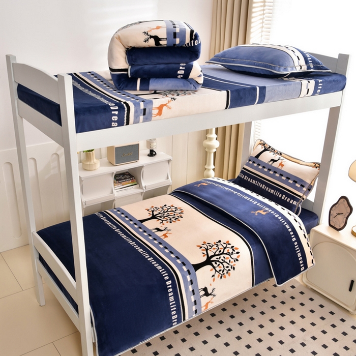 91家纺网 家纺一手货源 找家纺 芯诗曼家纺 2025新款金貂绒牛奶绒印花三件套 发财鹿