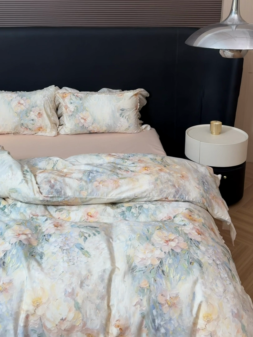 91家纺网 家纺一手货源 找家纺 （总）迷尚家居 2025新款全棉60支全棉磨毛花边款四件套