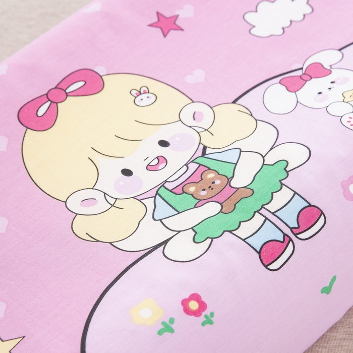 91家纺网 家纺一手货源 找家纺 大黄蜂家居家纺 2025新款全棉13372棉儿童卡通乳胶枕套 嗨皮女孩