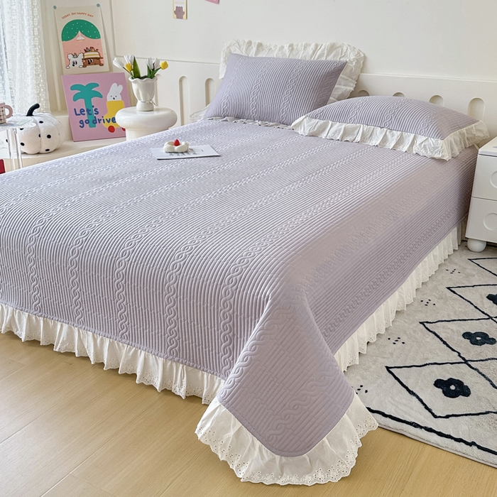 91家纺网 家纺一手货源 找家纺 岚吉家纺 2025新款莫代尔印花床盖 珍珠灰