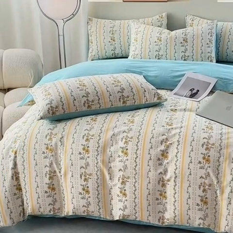 91家纺网 家纺一手货源 找家纺 宇彬家纺 2025直播新款13372全棉纯棉印花单双人被套喷气小清新简约热款学生被罩 宁静致远新花型上新