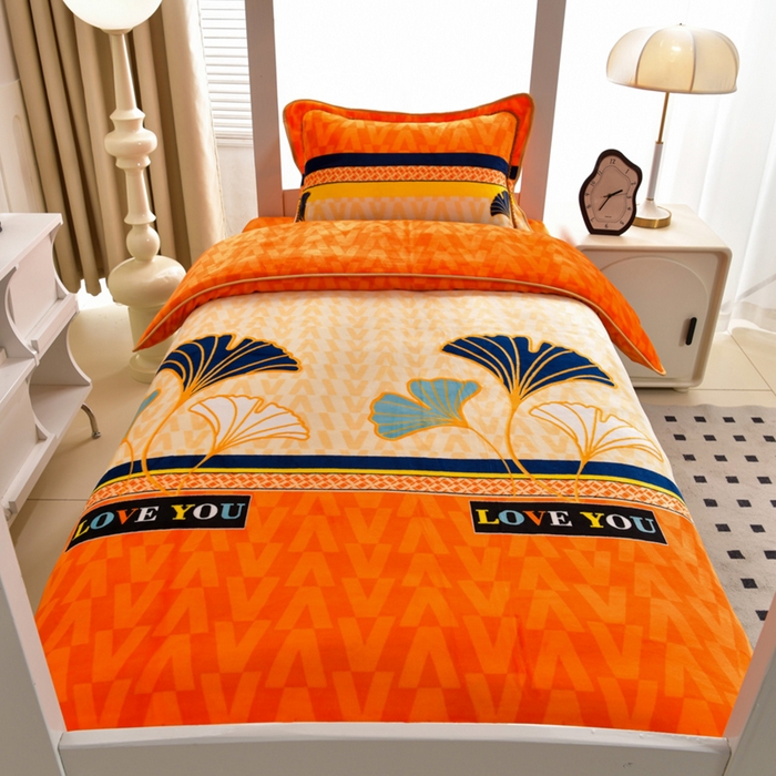 91家纺网 家纺一手货源 找家纺 芯诗曼家纺 2025新款金貂绒牛奶绒印花三件套 三生有杏