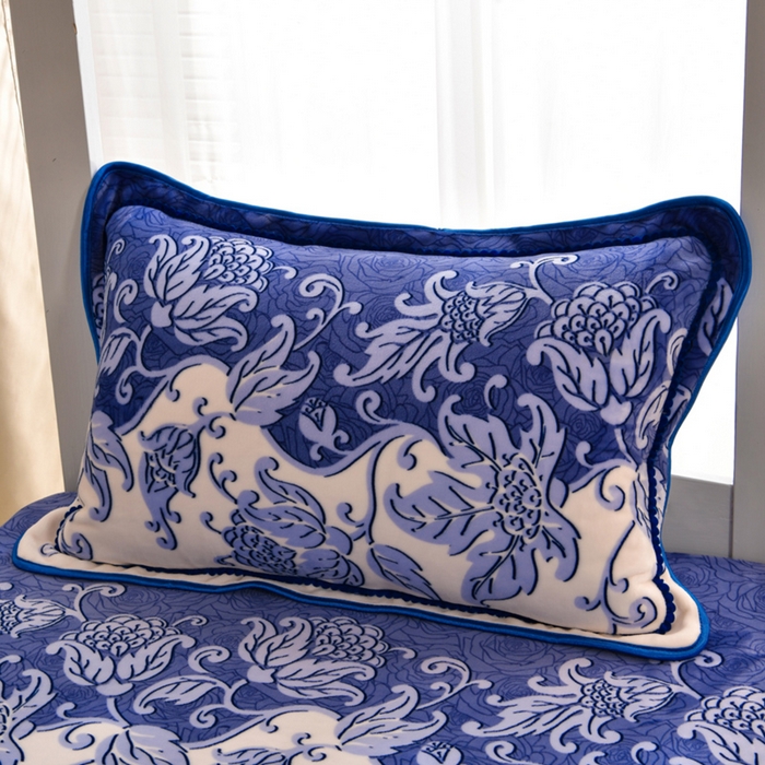 91家纺网 家纺一手货源 找家纺 芯诗曼家纺 2025新款金貂绒牛奶绒印花三件套 琉璃花开