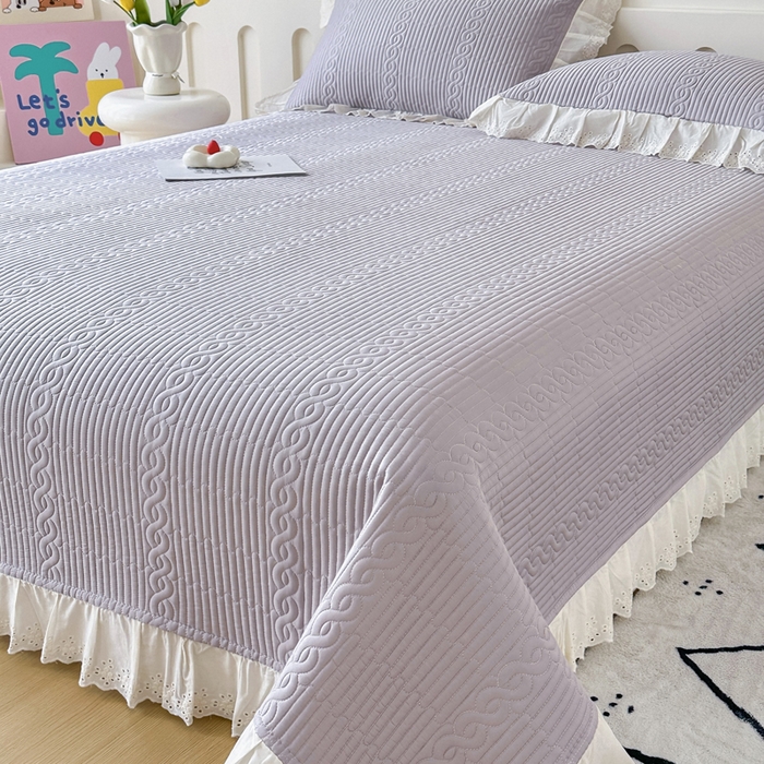 91家纺网 家纺一手货源 找家纺 岚吉家纺 2025新款莫代尔印花床盖 珍珠灰