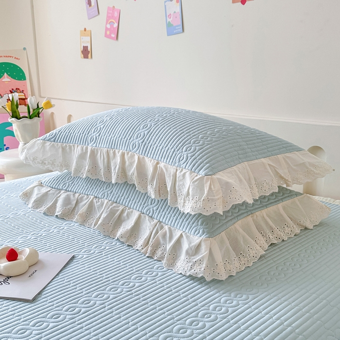 91家纺网 家纺一手货源 找家纺 岚吉家纺 2025新款莫代尔印花床盖 海风蓝