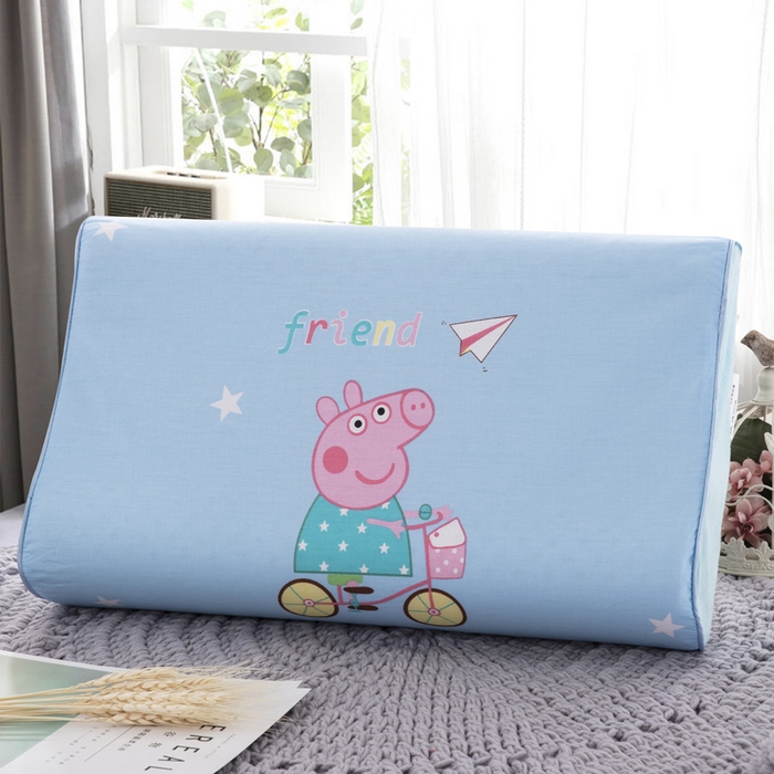 91家纺网 家纺一手货源 找家纺 大黄蜂家居家纺 2025新款全棉13372棉儿童卡通乳胶枕套 单车佩奇