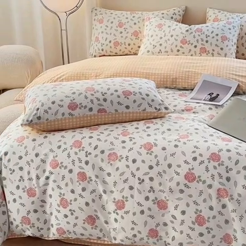 91家纺网 家纺一手货源 找家纺 宇彬家纺 2025直播新款13372全棉纯棉印花单双人被套喷气小清新简约热款学生被罩 花涧澈新花型上新