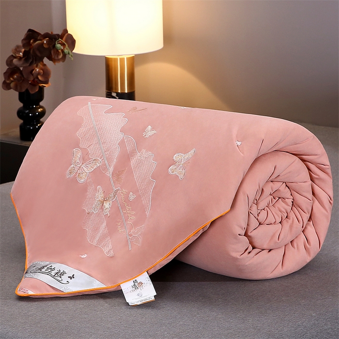 91家纺网 家纺一手货源 找家纺 恒鑫 2025新款全棉绣花桑蚕丝冬被春秋被拉链二合一子母被 轻柔玉