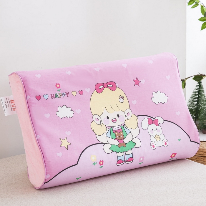 91家纺网 家纺一手货源 找家纺 大黄蜂家居家纺 2025新款全棉13372棉儿童卡通乳胶枕套 嗨皮女孩