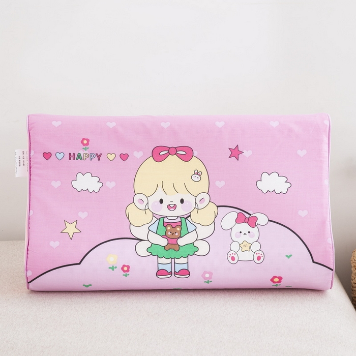 91家纺网 家纺一手货源 找家纺 大黄蜂家居家纺 2025新款全棉13372棉儿童卡通乳胶枕套 嗨皮女孩