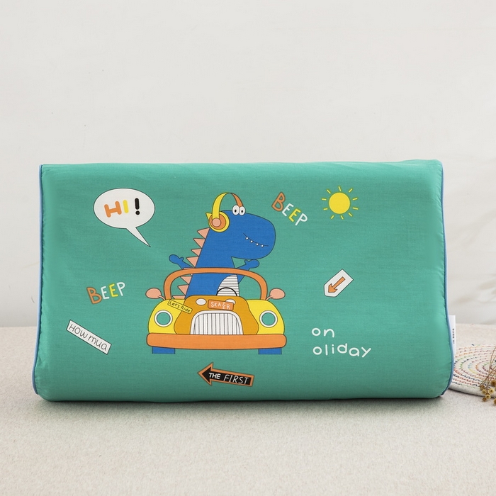 91家纺网 家纺一手货源 找家纺 大黄蜂家居家纺 2025新款全棉13372棉儿童卡通乳胶枕套 假日恐龙