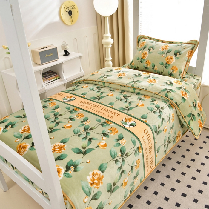 91家纺网 家纺一手货源 找家纺 芯诗曼家纺 2025新款金貂绒牛奶绒印花三件套 锦上添花