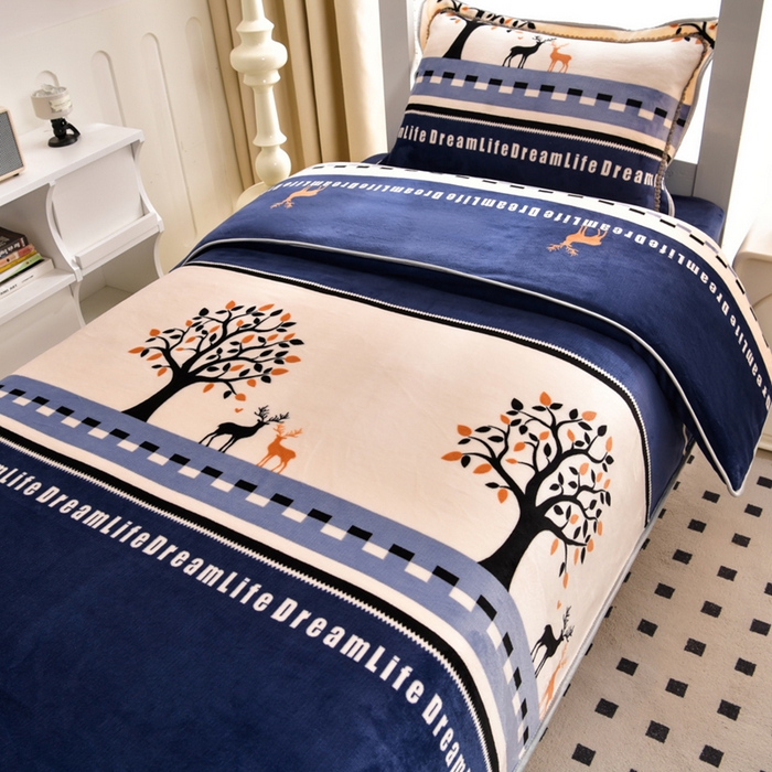 91家纺网 家纺一手货源 找家纺 芯诗曼家纺 2025新款金貂绒牛奶绒印花三件套 发财鹿