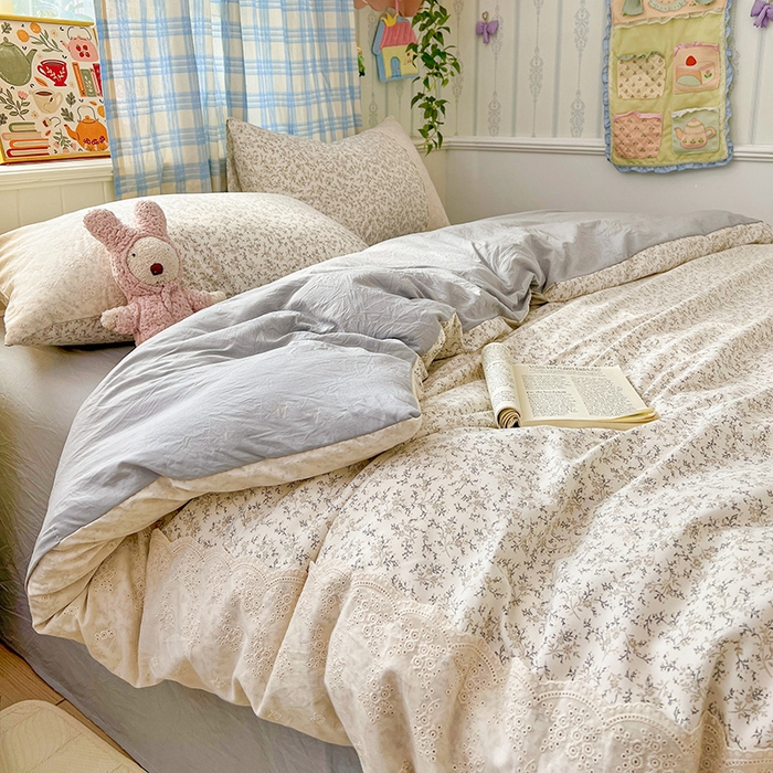 91家纺网 家纺一手货源 找家纺 港岛妹妹 2025新款韩式蕾丝花边软绵绵四件套 楼兰