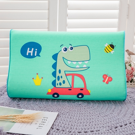 大黄蜂家居家纺 2025新款全棉13372棉儿童卡通乳胶枕套 汽车恐龙