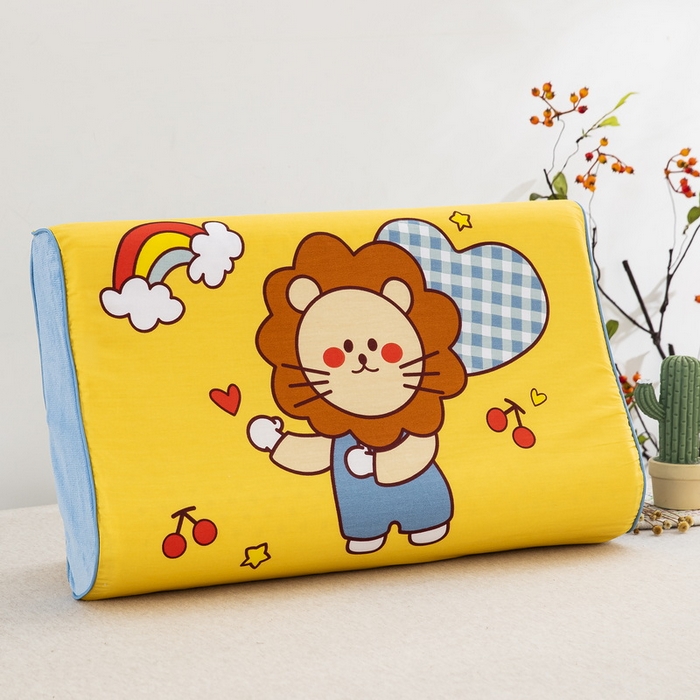 91家纺网 家纺一手货源 找家纺 大黄蜂家居家纺 2025新款全棉13372棉儿童卡通乳胶枕套 彩虹狮子