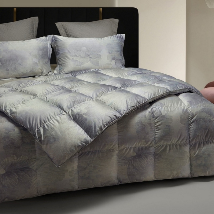 91家纺网 家纺一手货源 找家纺 织梦人羽绒工厂店2025新款羽绒被壳莫代尔印花 国色天香-灰