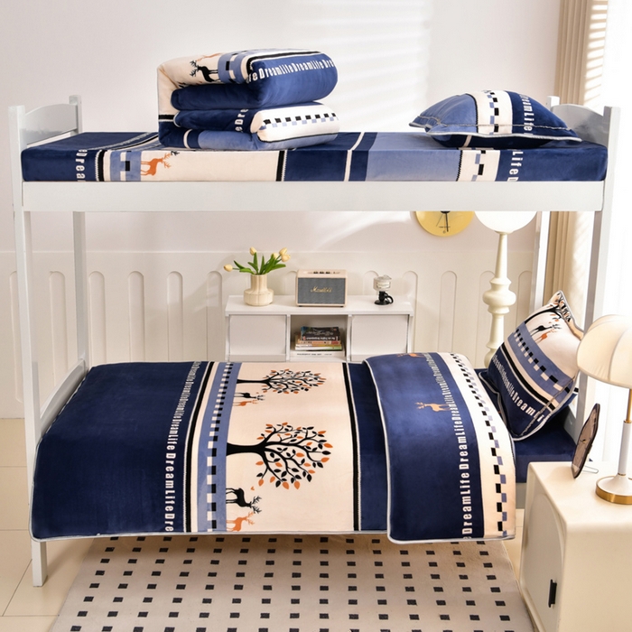 91家纺网 家纺一手货源 找家纺 芯诗曼家纺 2025新款金貂绒牛奶绒印花三件套 发财鹿