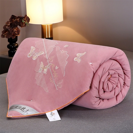 91家纺网 家纺一手货源 找家纺 （总）恒鑫 2025新款全棉绣花桑蚕丝冬被春秋被拉链二合一子母被