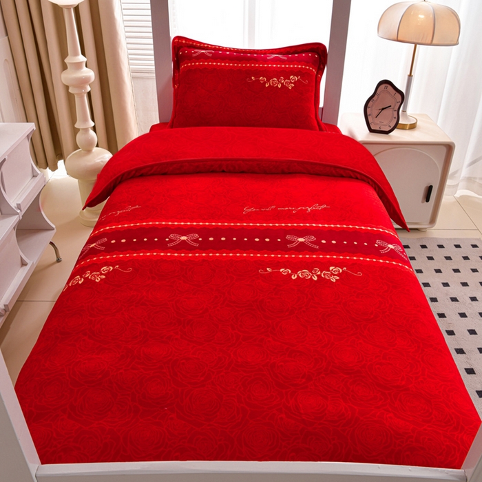 91家纺网 家纺一手货源 找家纺 芯诗曼家纺 2025新款金貂绒牛奶绒印花三件套 今生缘