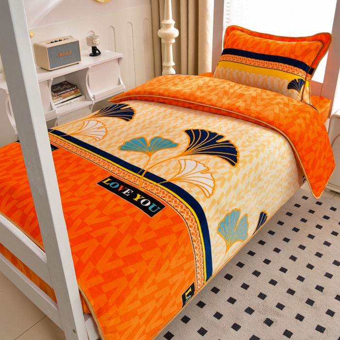 91家纺网 家纺一手货源 找家纺 芯诗曼家纺 2025新款金貂绒牛奶绒印花三件套 三生有杏