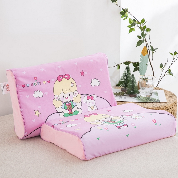 91家纺网 家纺一手货源 找家纺 大黄蜂家居家纺 2025新款全棉13372棉儿童卡通乳胶枕套 嗨皮女孩