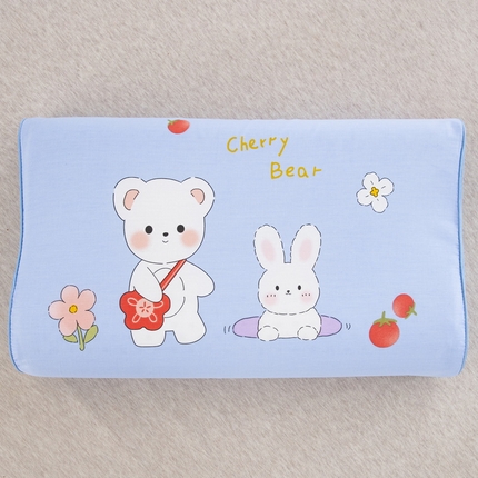 大黄蜂家居家纺 2025新款全棉13372棉儿童卡通乳胶枕套 小熊和小兔