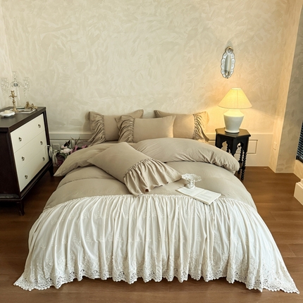 91家纺网 家纺一手货源 找家纺 （总）吾欢心 2025新款韩版纯棉花边款加厚原棉四件套维纳斯（高端定制）