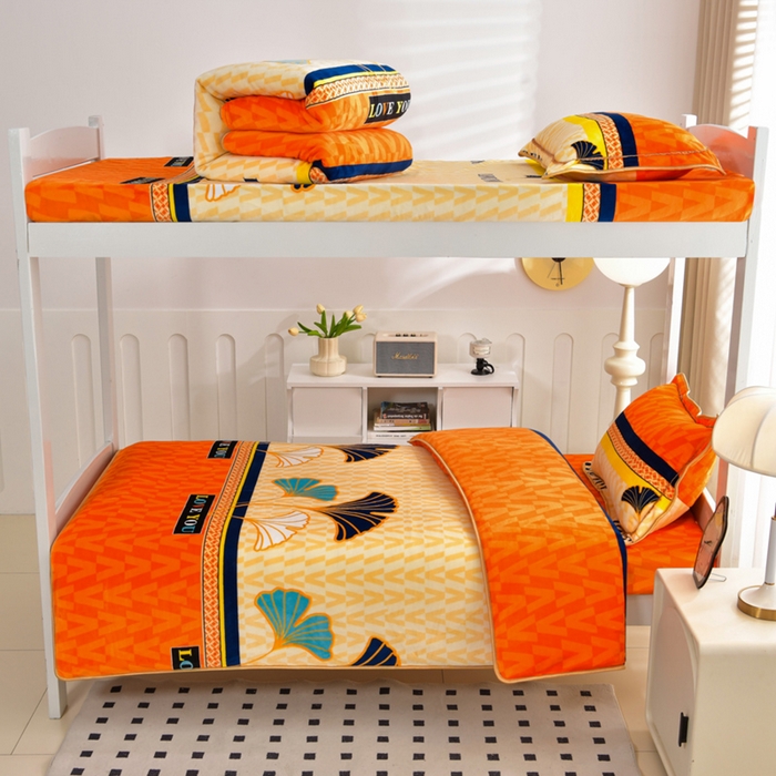 91家纺网 家纺一手货源 找家纺 芯诗曼家纺 2025新款金貂绒牛奶绒印花三件套 三生有杏