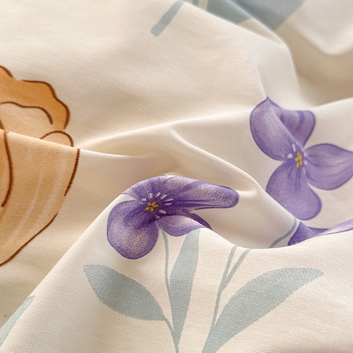 91家纺网 家纺一手货源 找家纺 宇彬家纺 2025直播新款13372全棉纯棉印花单双人被套喷气小清新简约热款学生被罩 花恬梦新花型上新