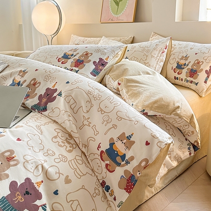 91家纺网 家纺一手货源 找家纺 （总）宇彬家纺 2025直播新款13372全棉纯棉印花单双人被套喷气小清新简约热款学生被罩