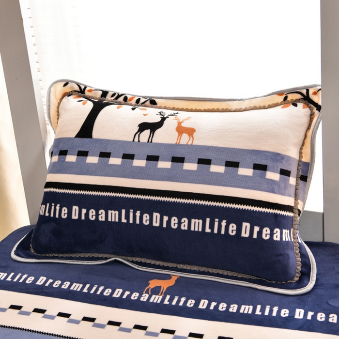 91家纺网 家纺一手货源 找家纺 芯诗曼家纺 2025新款金貂绒牛奶绒印花三件套 发财鹿