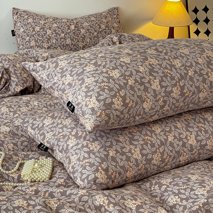 91家纺网 家纺一手货源 找家纺 一比一家纺 2025秋冬新款高克重棉麻原麻复古诧季风原麻四件套-简单款 复暮