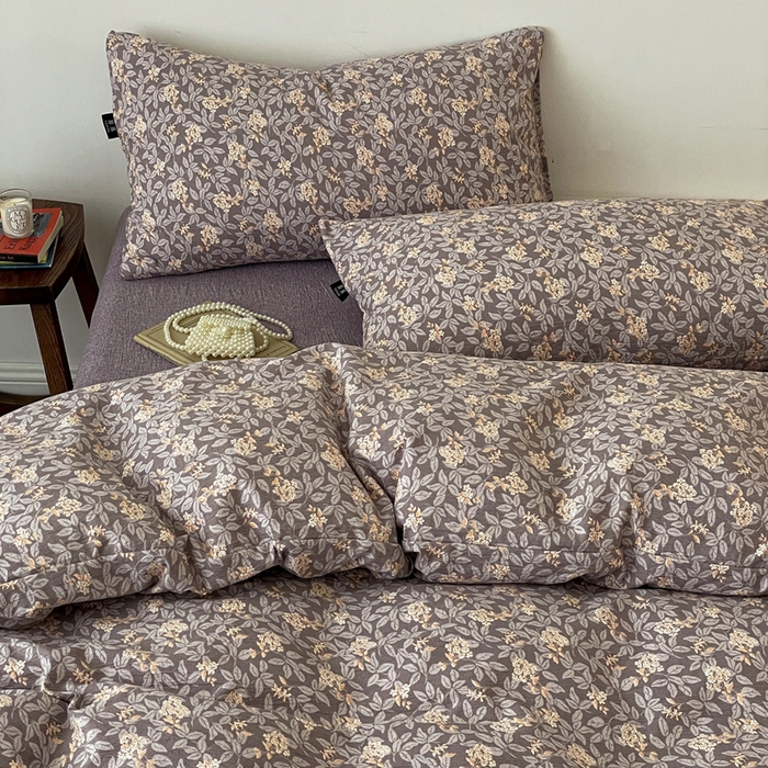 91家纺网 家纺一手货源 找家纺 一比一家纺 2025秋冬新款高克重棉麻原麻复古诧季风原麻四件套-简单款 复暮