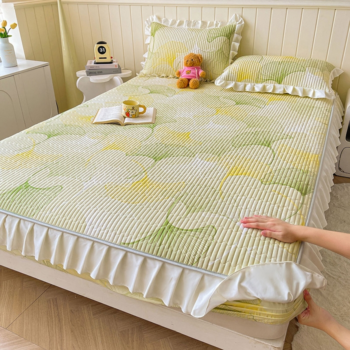 91家纺网 家纺一手货源 找家纺 伊人坊2025新款A类唯美纯棉印花夹棉床笠 纯棉+叶彩