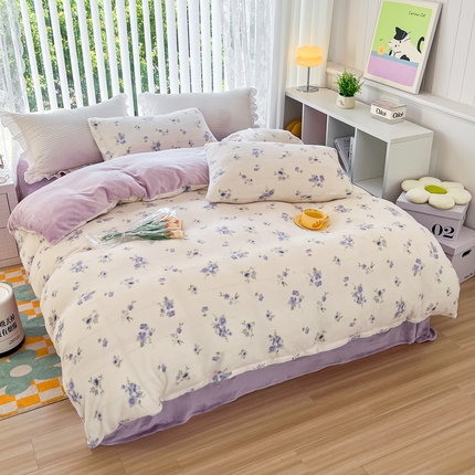 91家纺网 家纺一手货源 找家纺 （总）鸿羽樱（鸿羽樱）家纺 2025新款直播热款小清新牛奶绒四件套