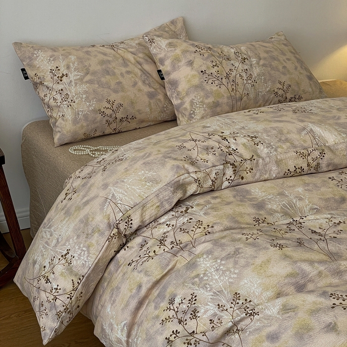 91家纺网 家纺一手货源 找家纺 一比一家纺 2026秋冬新款高克重棉麻原麻复古诧季风原麻四件套-简单款 梦境