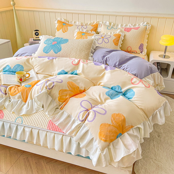 91家纺网 家纺一手货源 找家纺 伊人坊2025新款A类唯美纯棉印花夹棉床笠 纯棉+花花世界