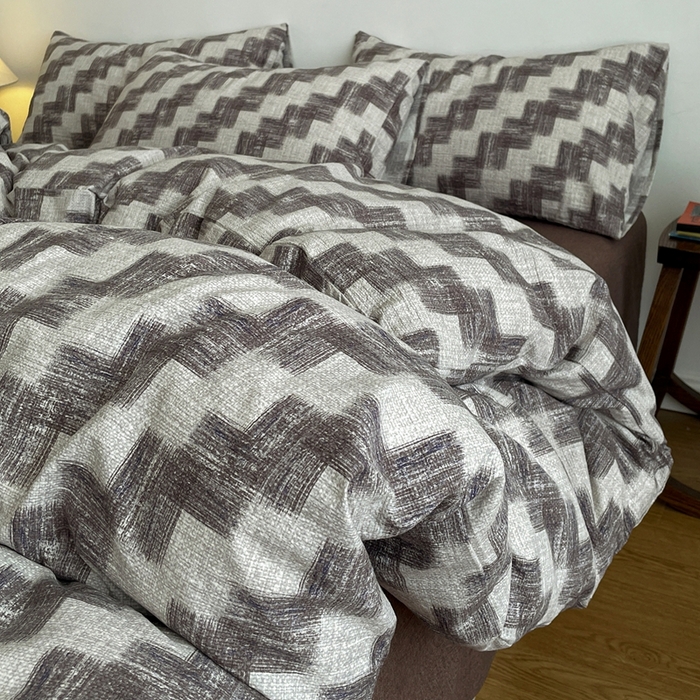 91家纺网 家纺一手货源 找家纺 一比一家纺 2026秋冬新款高克重棉麻原麻复古诧季风原麻四件套-简单款 空间灰