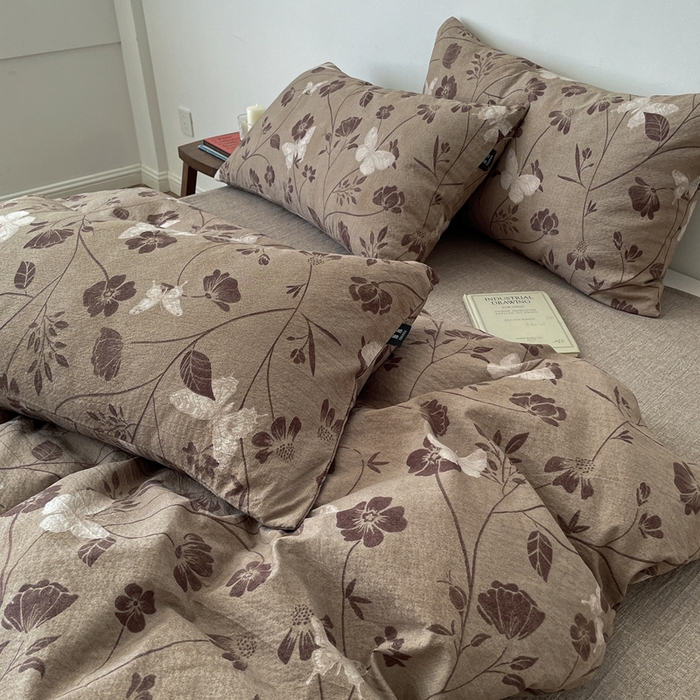 91家纺网 家纺一手货源 找家纺 一比一家纺 2025秋冬新款高克重棉麻原麻复古诧季风原麻四件套-简单款 晓梦