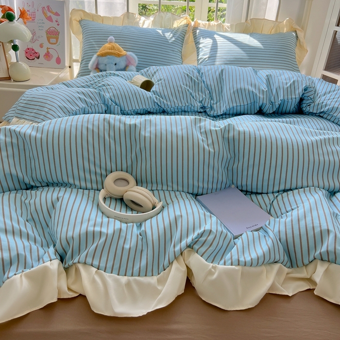 91家纺网 家纺一手货源 找家纺 （总）子钦家纺 2025新款云朵棉水洗棉复古风奶油花边四件套（场景二）罗密欧系列