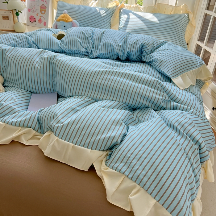 91家纺网 家纺一手货源 找家纺 （总）子钦家纺 2025新款云朵棉水洗棉复古风奶油花边四件套（场景二）罗密欧系列